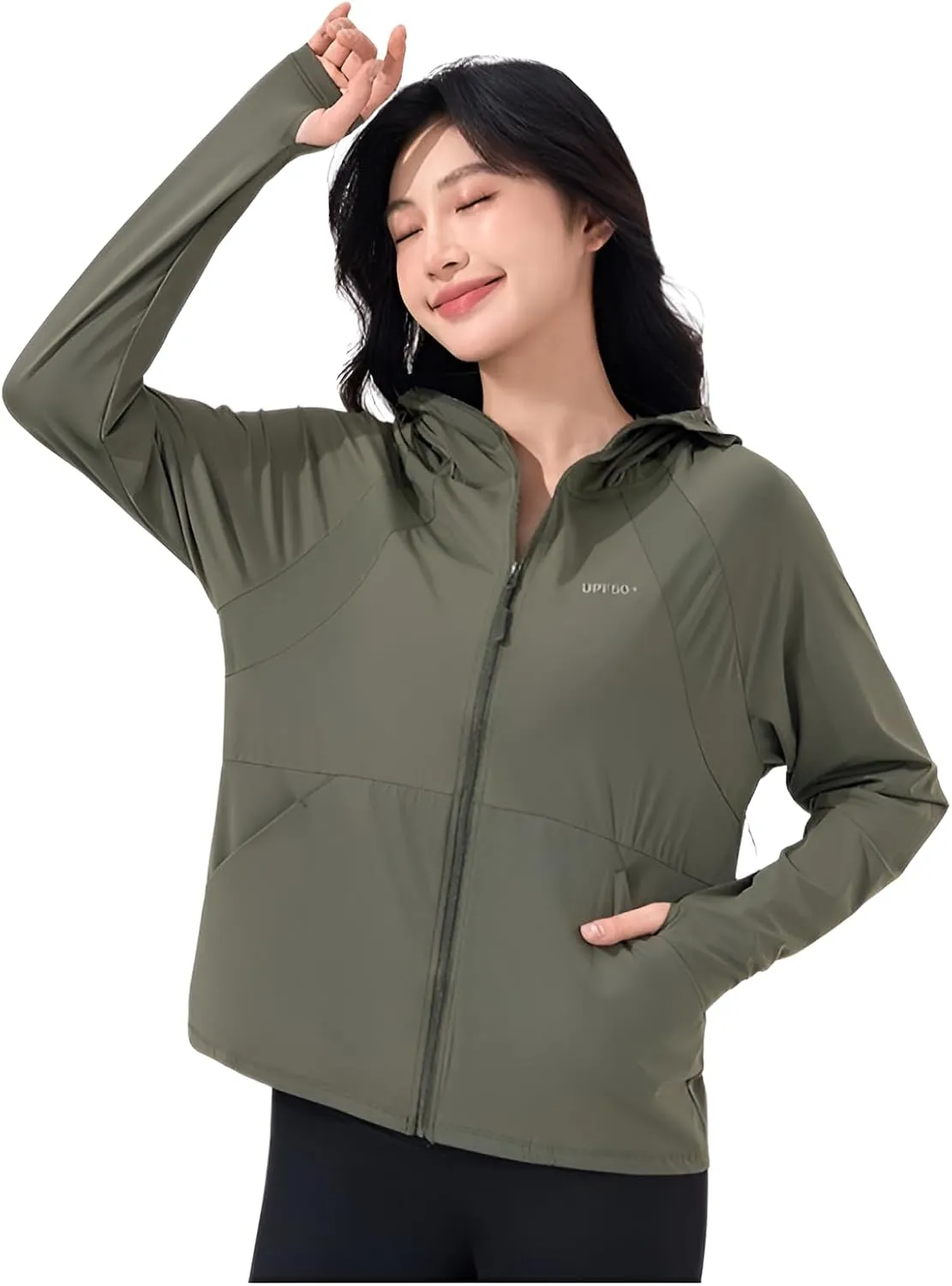 Ellniges]Stylish Women's Outdoor Protection Jacket - Lightweight, Breathable UV Blocker with Thumb Holes & Detachable Hood for Beach & Daily Wear【UV Protection】【Quick-Dry】