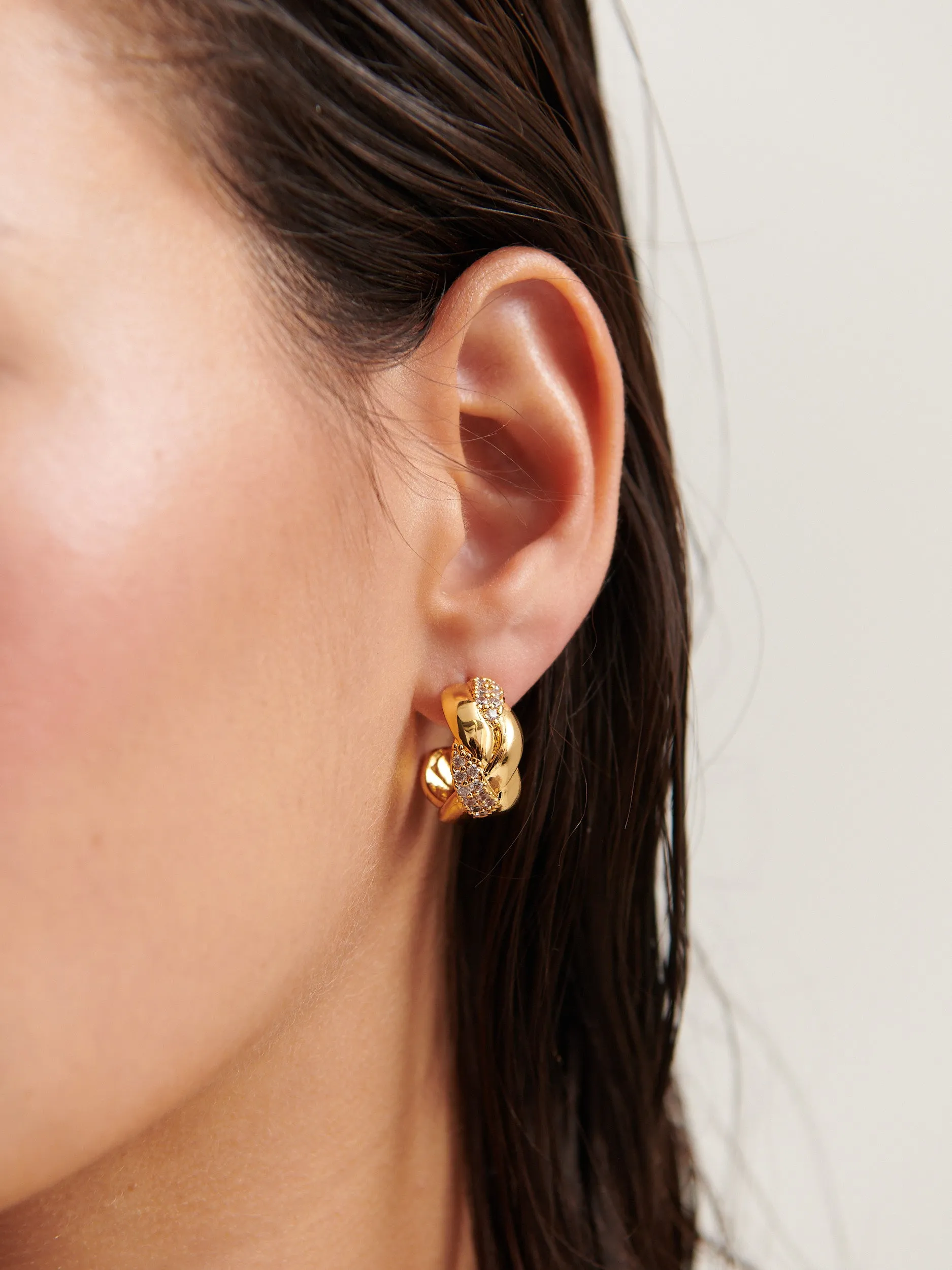 Embellished Braid 18K Gold Plated Earrings