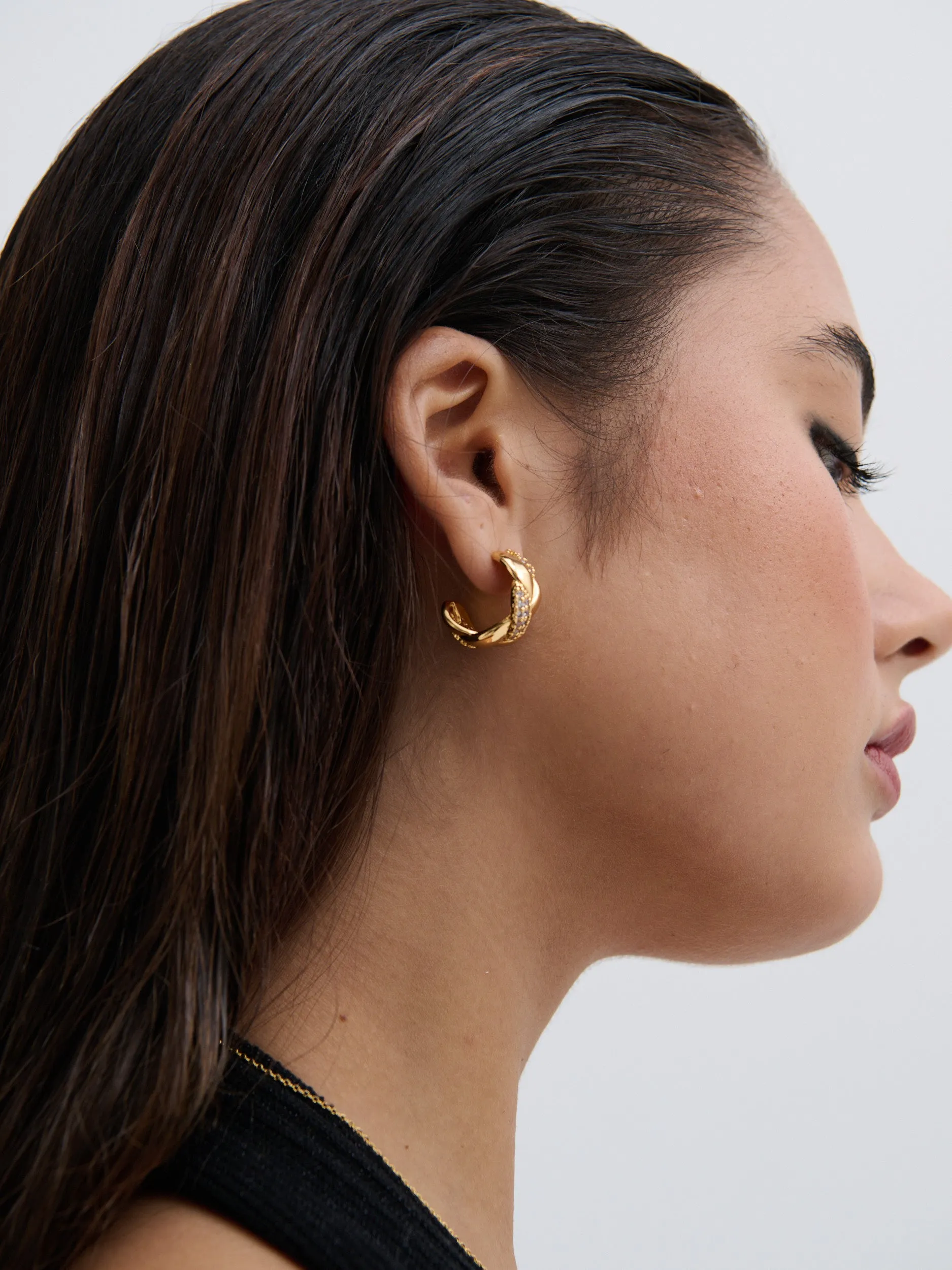Embellished Braid 18K Gold Plated Earrings