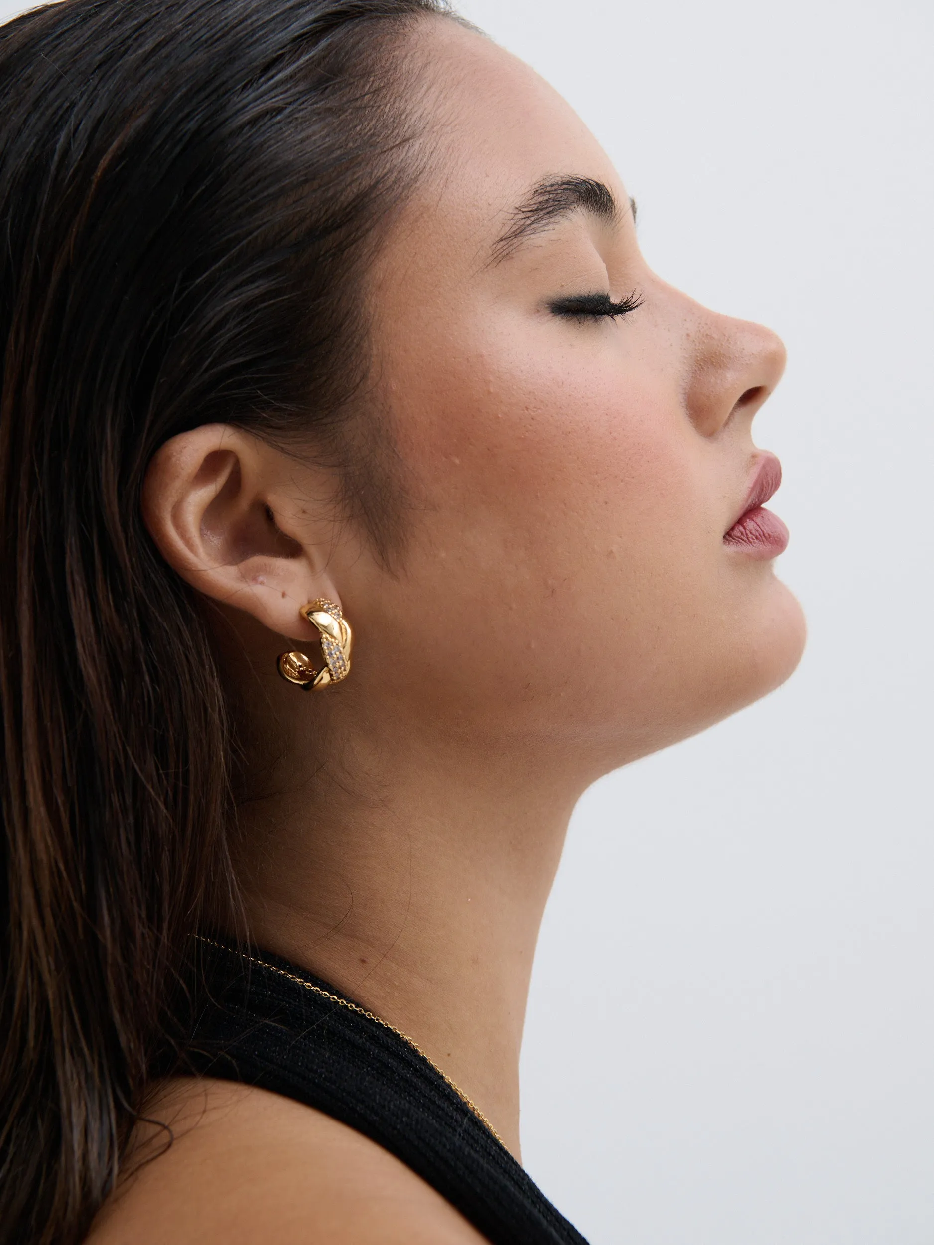 Embellished Braid 18K Gold Plated Earrings