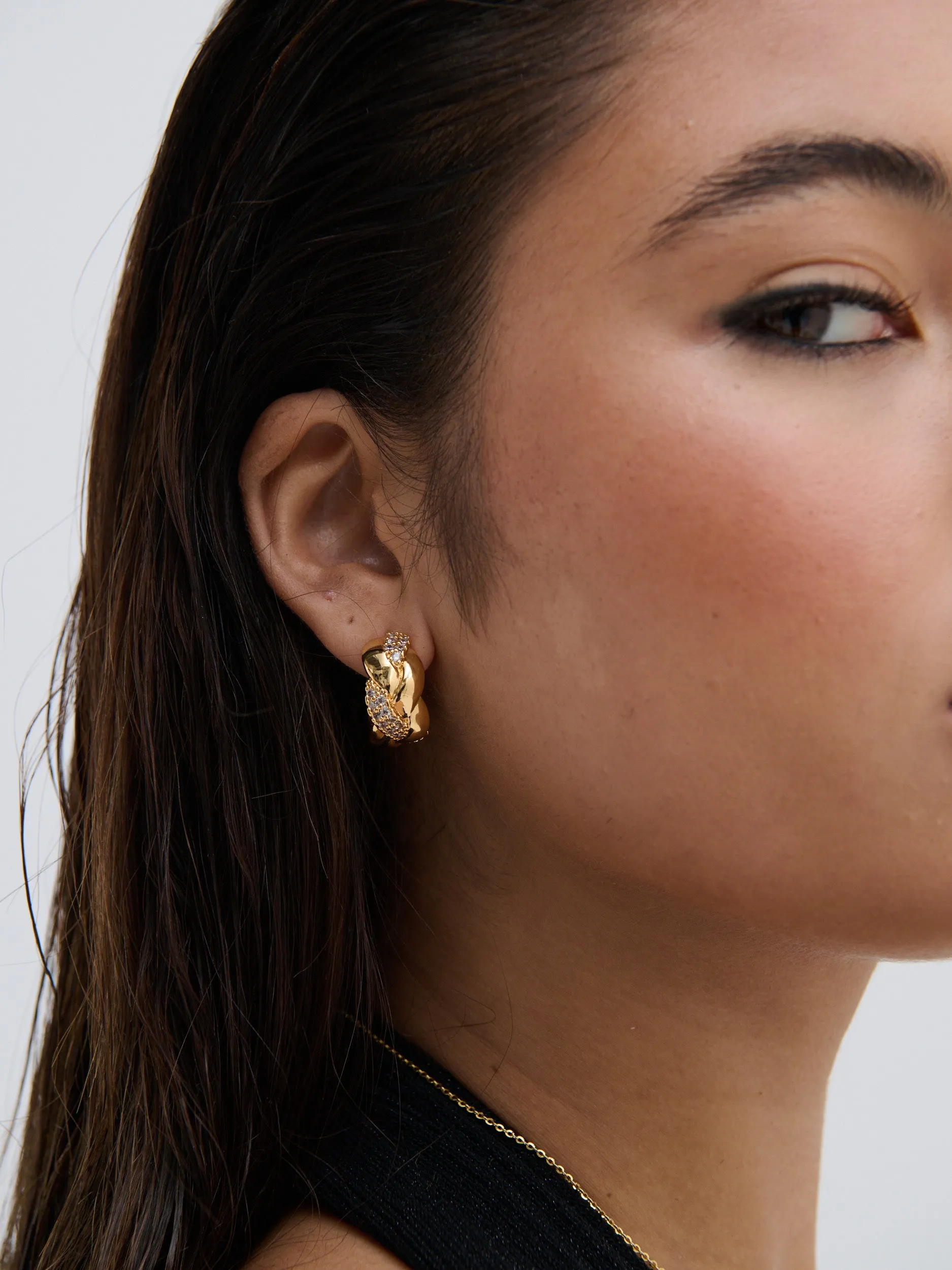 Embellished Braid 18K Gold Plated Earrings