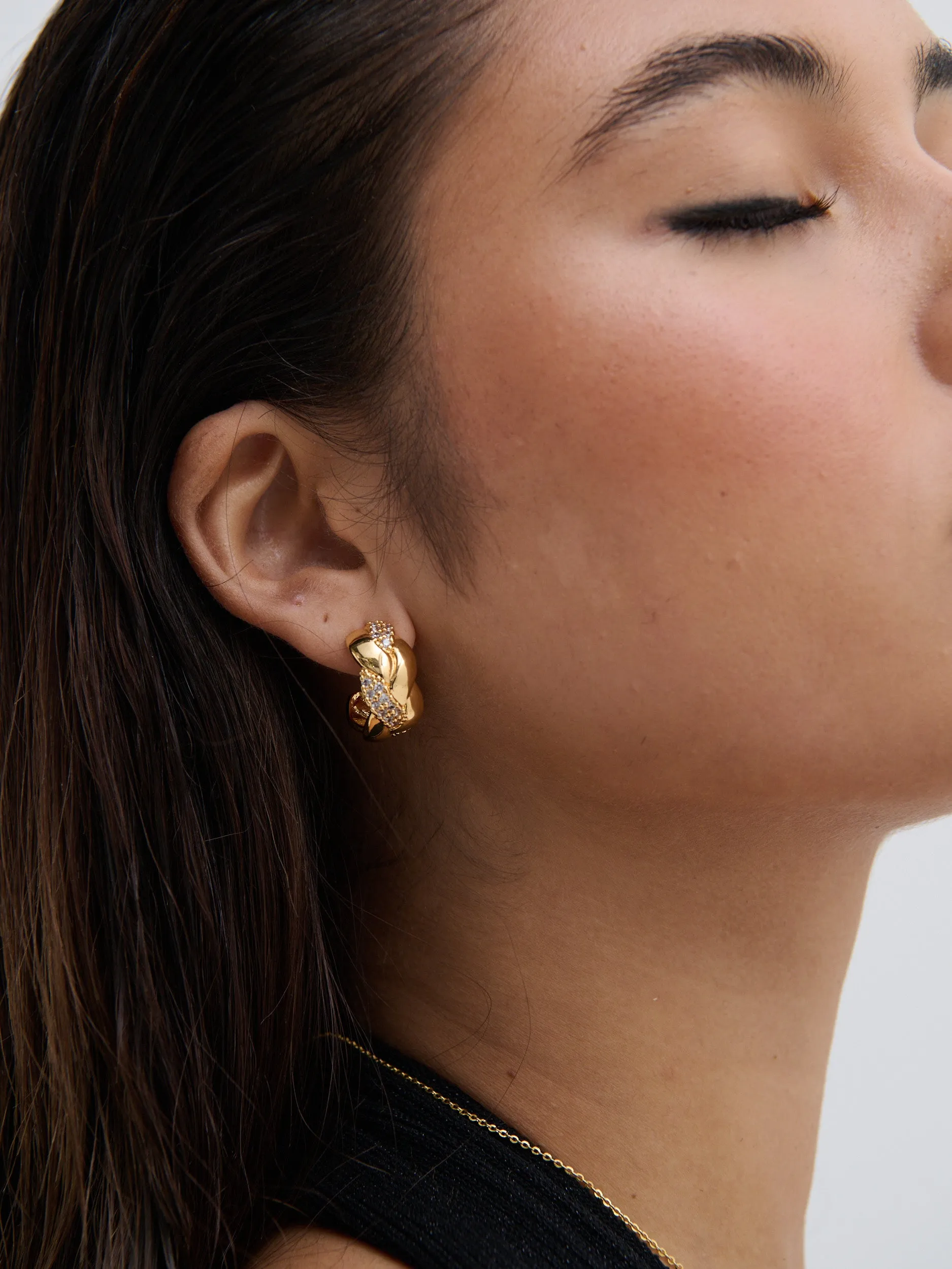 Embellished Braid 18K Gold Plated Earrings