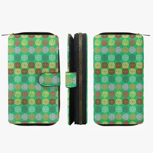 Emerald Green Fengshui Symbols Long Flap Wallet