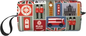 England Symbols print Travel Cosmetic Bag Gifts for Women Portable Make Up Bags for Women Mother Sister