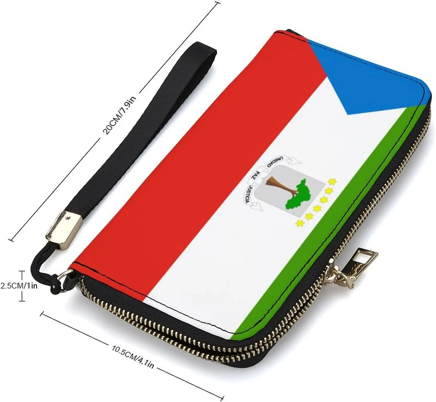 Equatorial Guinea Flag Wallet Long Zipper Purse with Removable Wristlet Women Men Stylish Travel Clutch