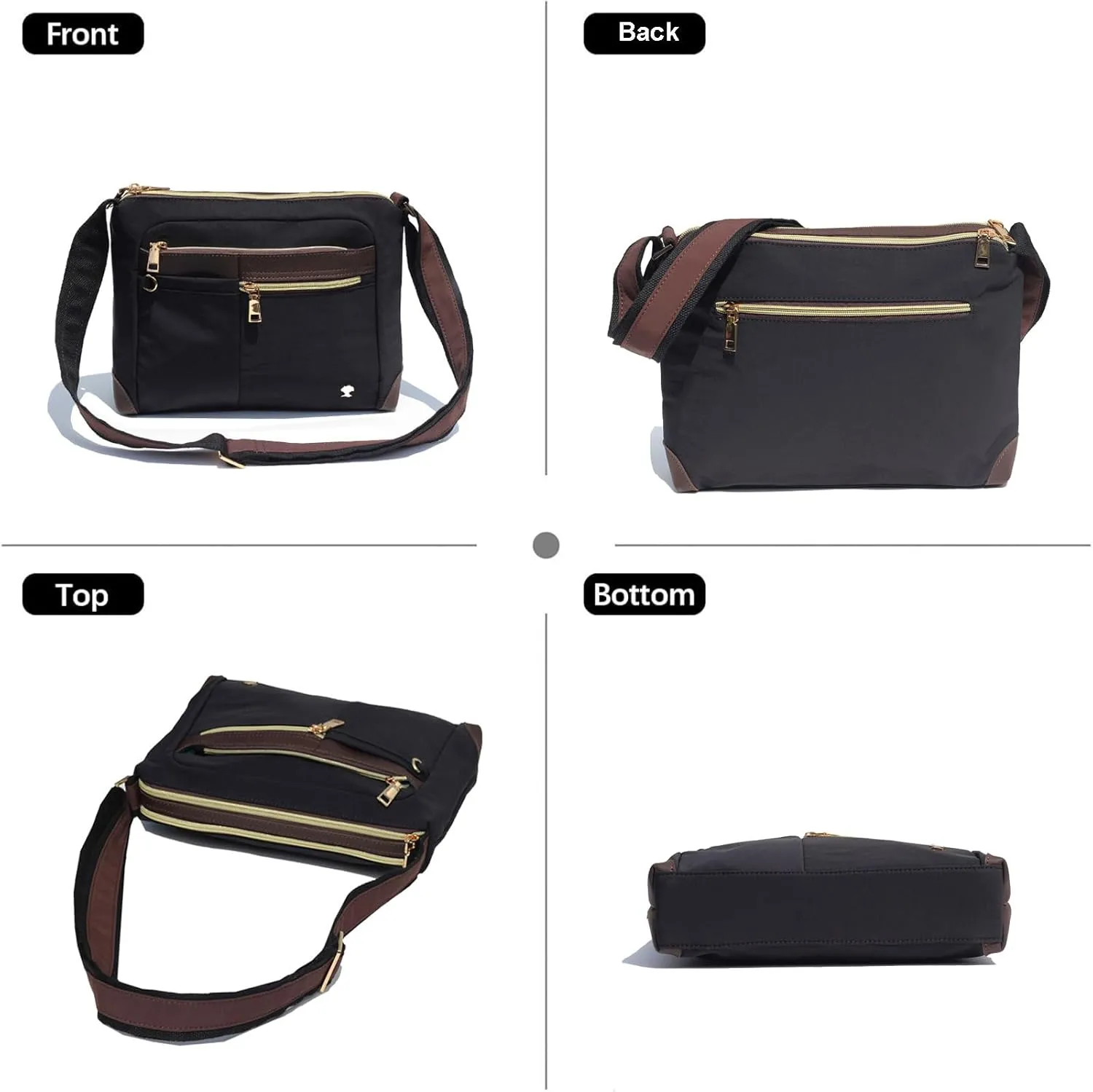 ESVAN Nylon Crossbody Bag For Women Waterproof Lightweight Casual Multi Pockets Shoulder Handbag Purse