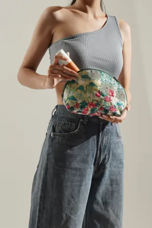 Ethnic Flamingo Halfmoon Cosmetic Bag