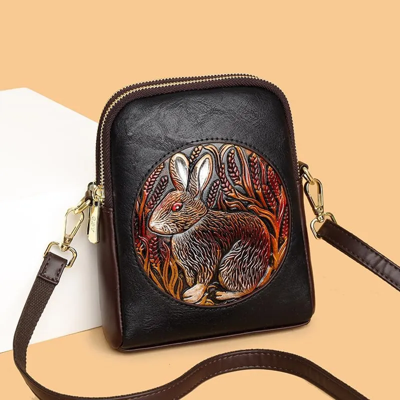 Ethnic Style Rabbit Crossbody Bag Women's Mobile Phone Shoulder Bag