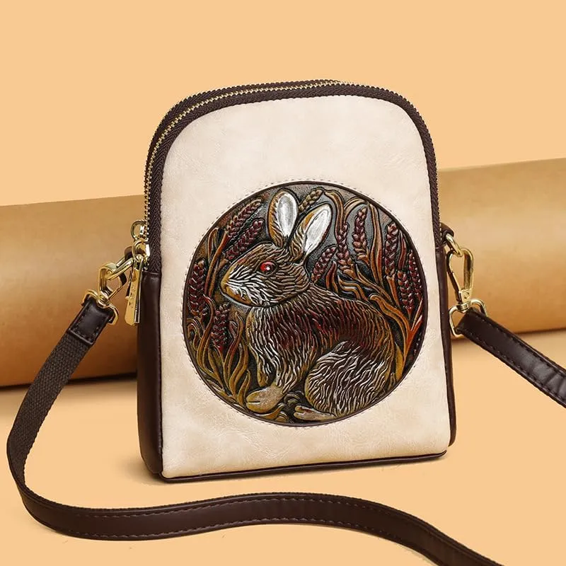 Ethnic Style Rabbit Crossbody Bag Women's Mobile Phone Shoulder Bag