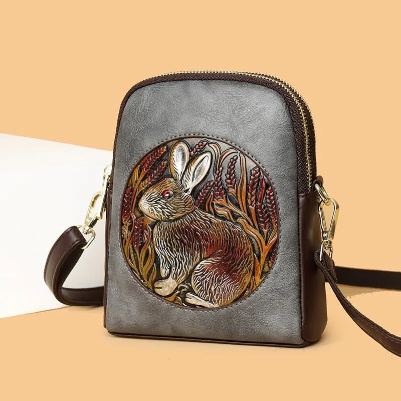 Ethnic Style Rabbit Crossbody Bag Women's Mobile Phone Shoulder Bag