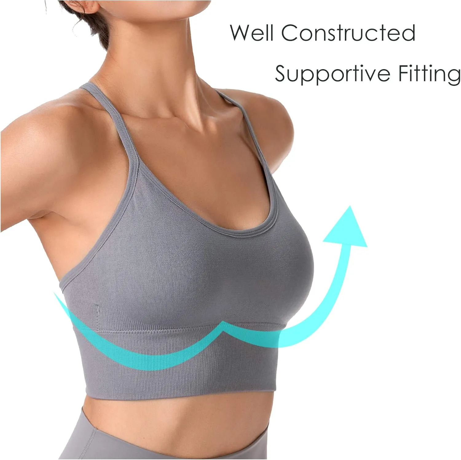 Evercute Racerback Sports Bras Padded Y Racer Back Cropped Bras for Yoga Workout Fitness Low Impact