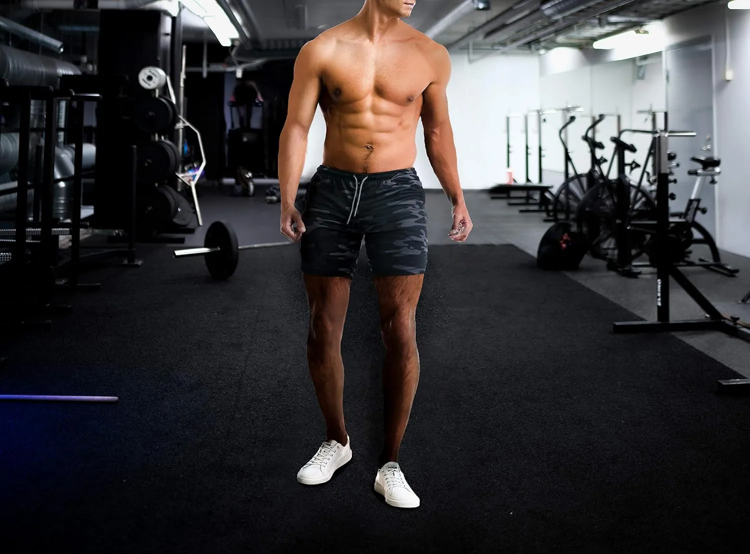 EVERWORTH Men's 2-in-1 Bodybuilding Workout Shorts Lightweight Gym Training Short Running Athletic Jogger with Zipper Pockets