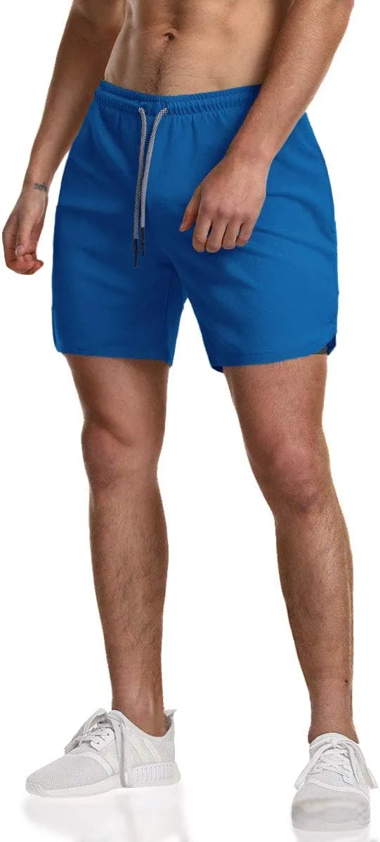 EVERWORTH Men's 2-in-1 Bodybuilding Workout Shorts Lightweight Gym Training Short Running Athletic Jogger with Zipper Pockets