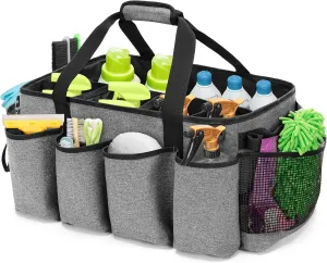 Extra-Large Cleaning Caddy, Cleaning Supplies Organizer with Handles for Cleaning Products Storage, Large Capacity Cleaning Tote Bag for Cleaning Tools for Car, Home & Housekeeping Work, Gray