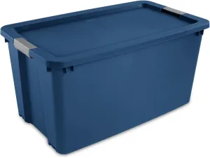 Extra Large Storage Bin, 45 Gallon Plastic Storage Container with Latch Lid and Wheels, Blue