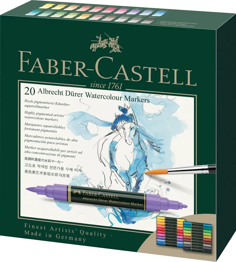 Faber-Castell Albrecht Durer Watercolor Markers - Wallet of 20, Watercolor Dual Tip Markers