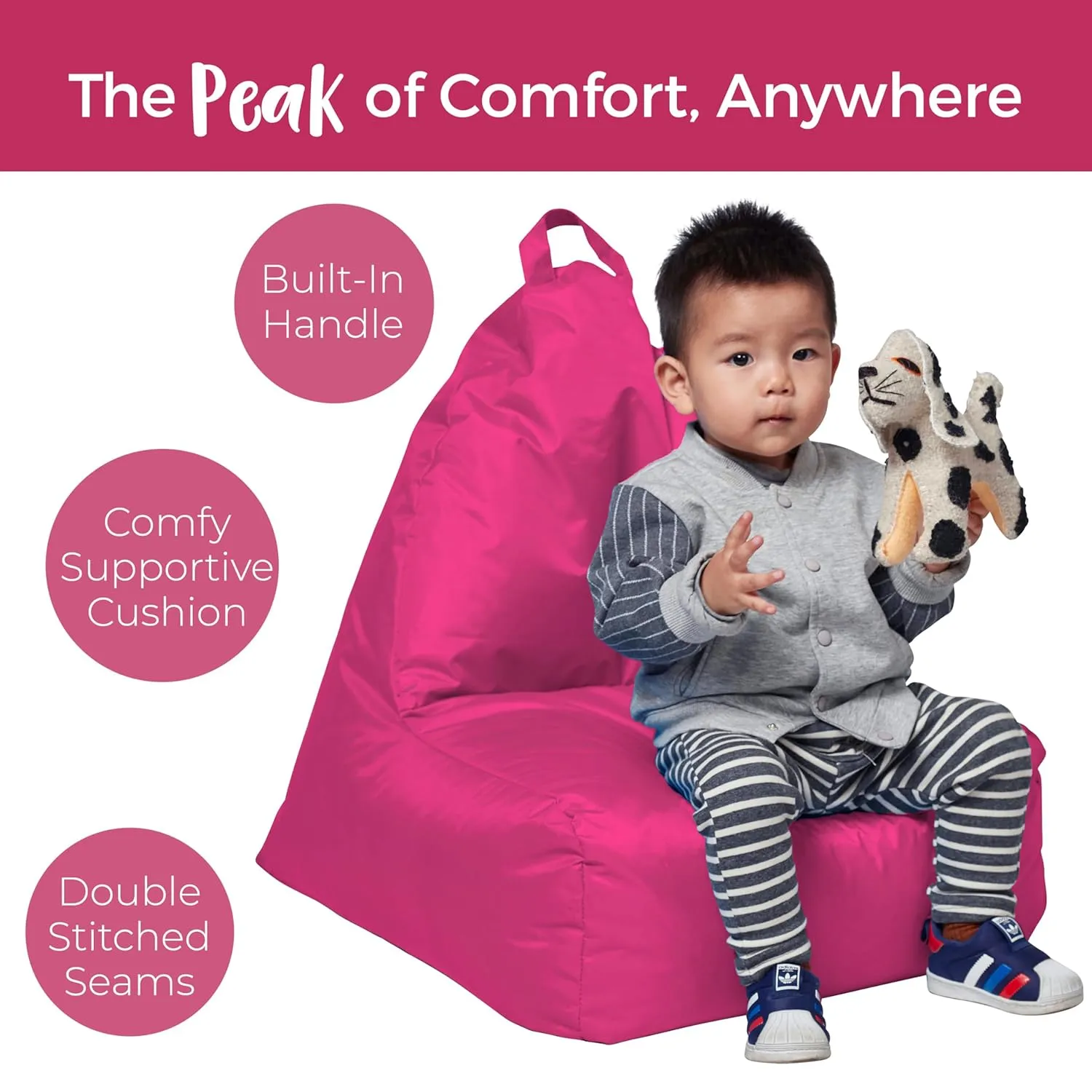 Factory Direct Partners 10481-RS Cali Alpine Sack Bean Bag Chair, Dirt-Resistant Coated Oxford Fabric - Raspberry, Large