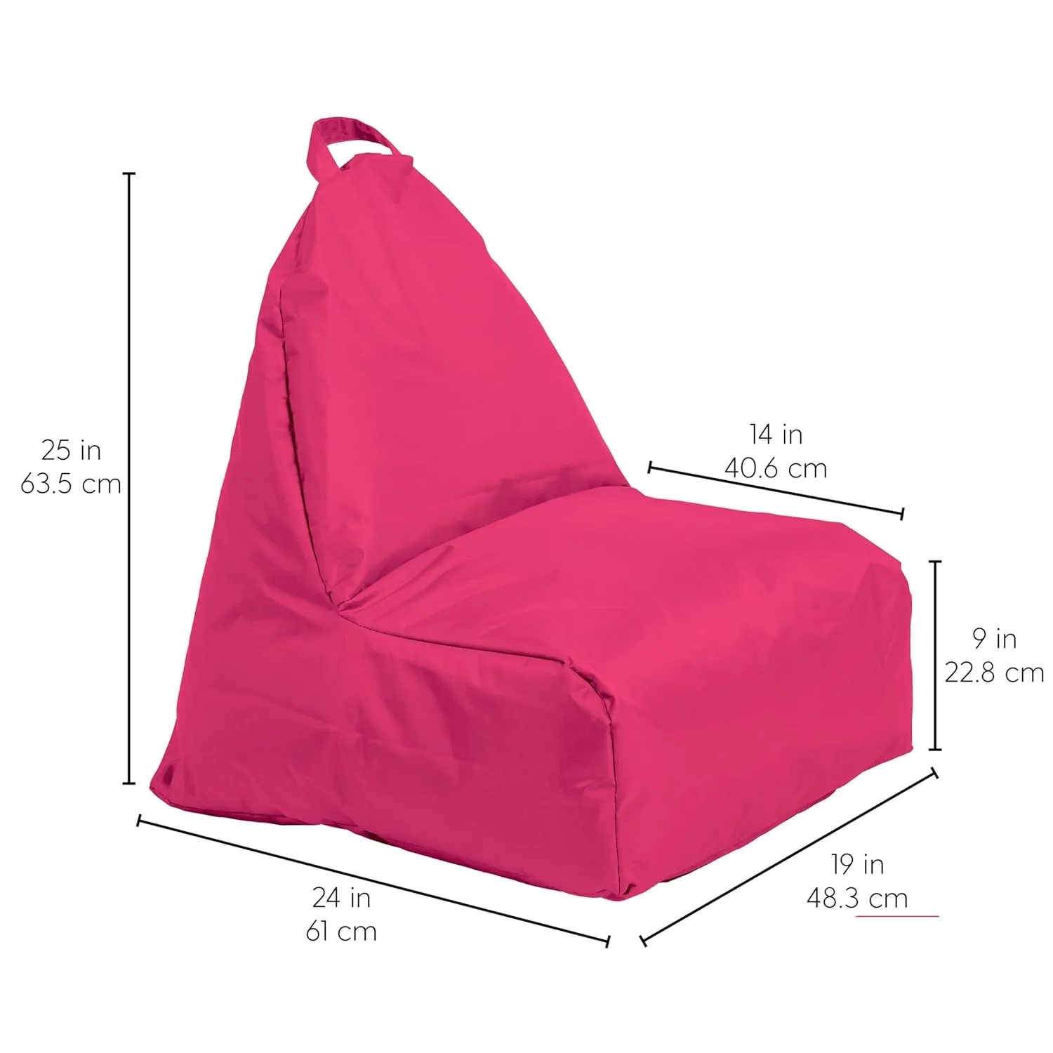 Factory Direct Partners 10481-RS Cali Alpine Sack Bean Bag Chair, Dirt-Resistant Coated Oxford Fabric - Raspberry, Large