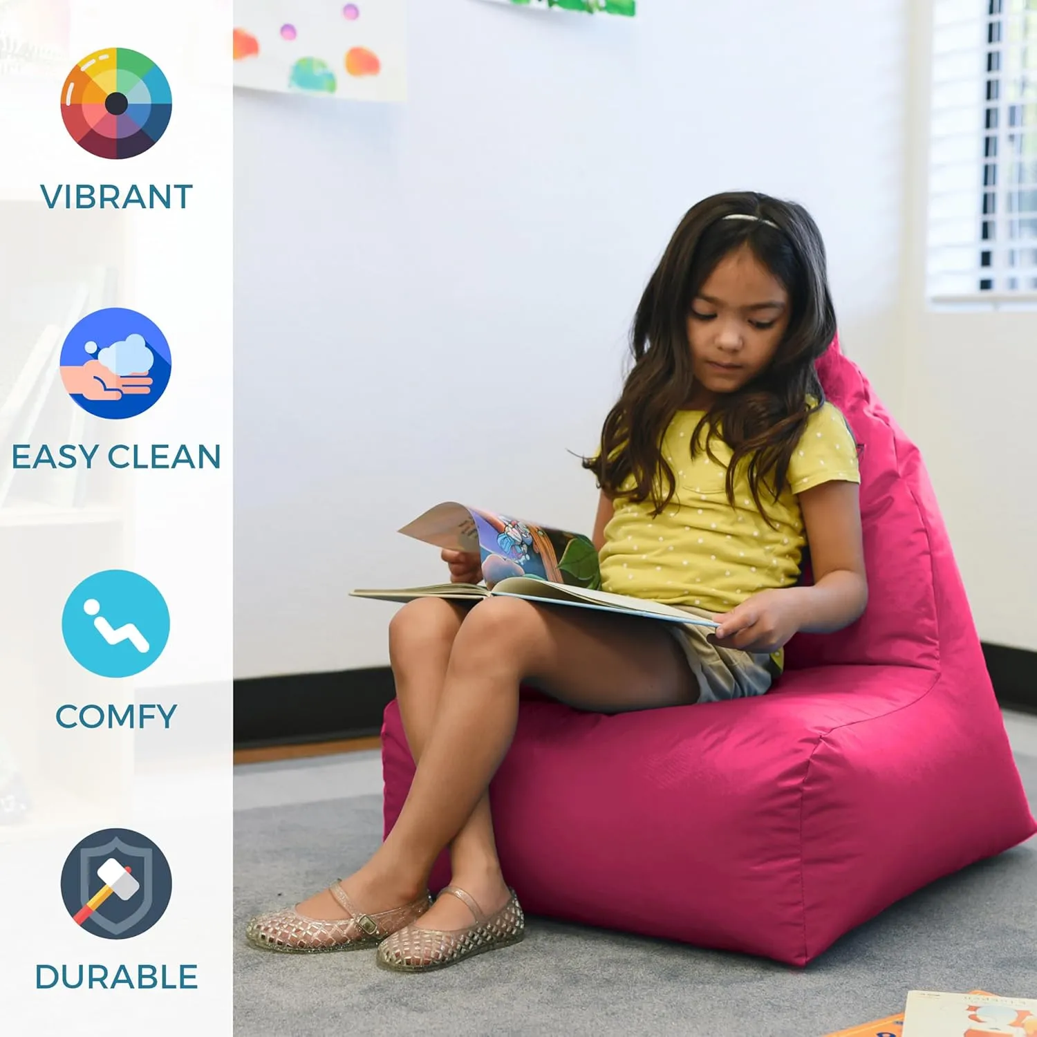 Factory Direct Partners 10481-RS Cali Alpine Sack Bean Bag Chair, Dirt-Resistant Coated Oxford Fabric - Raspberry, Large