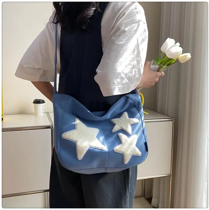 Fairycore Star Crossbody Bag for Women with Cutecore Pendant Lightweight Preppy Shoulder Pack Y2K Causal Travel Bag