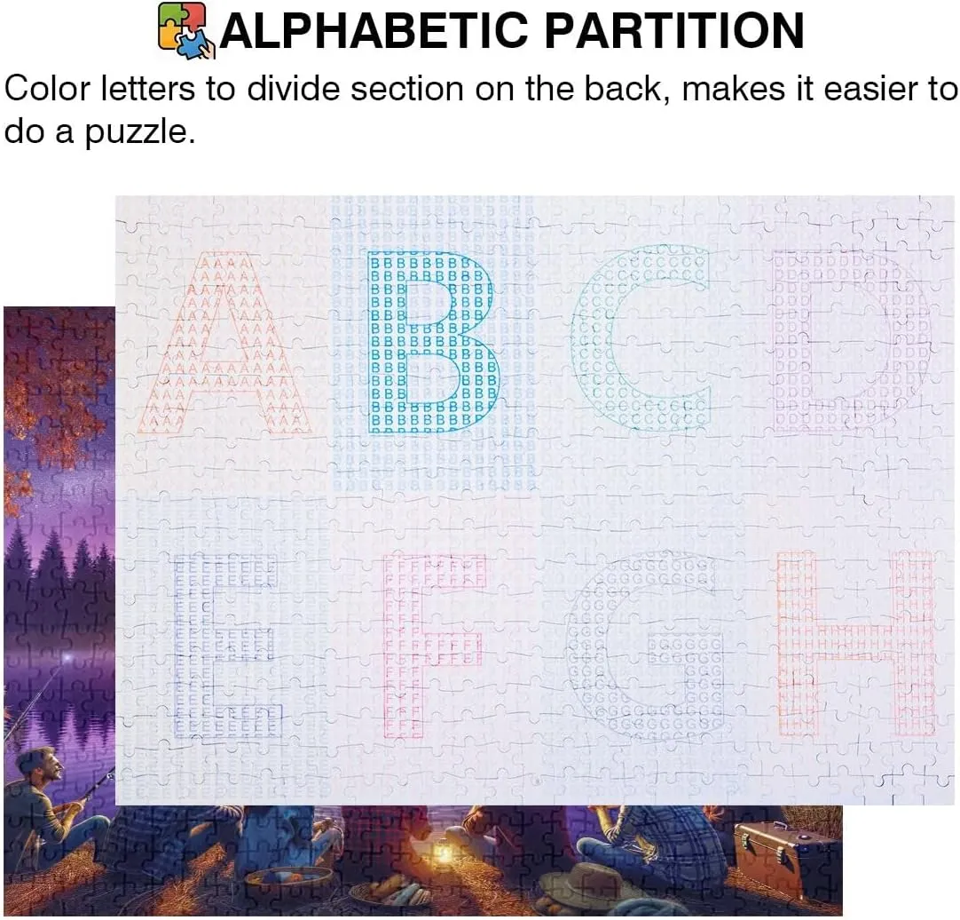 Fall Night Fishing Puzzle 500 Pieces Adult Fun Game for Men Women Family Puzzles, Finished Size 20.5 x 14.9 Inches