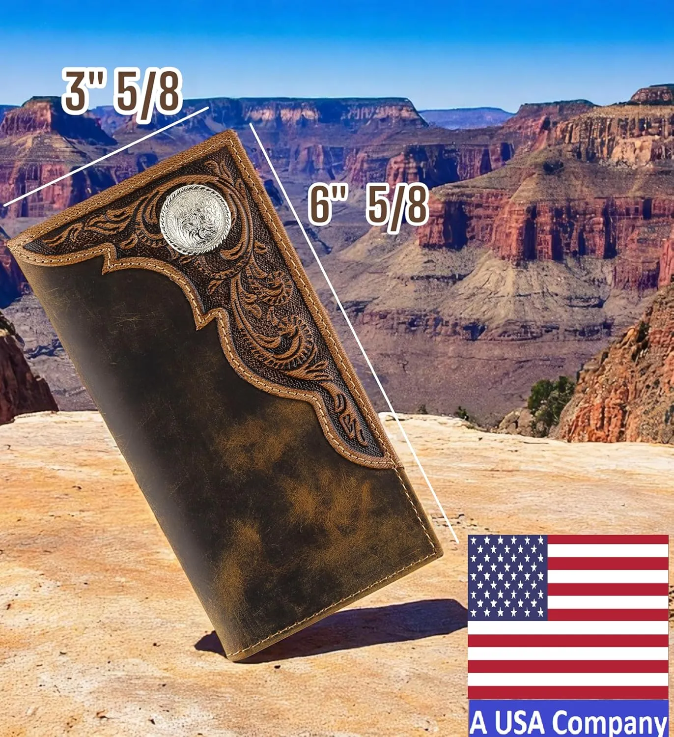F&L CLASSIC Men's RFID Vintage Look Genuine Leather Long Bifold Wallet Checkbook Wallets,brown,240-82