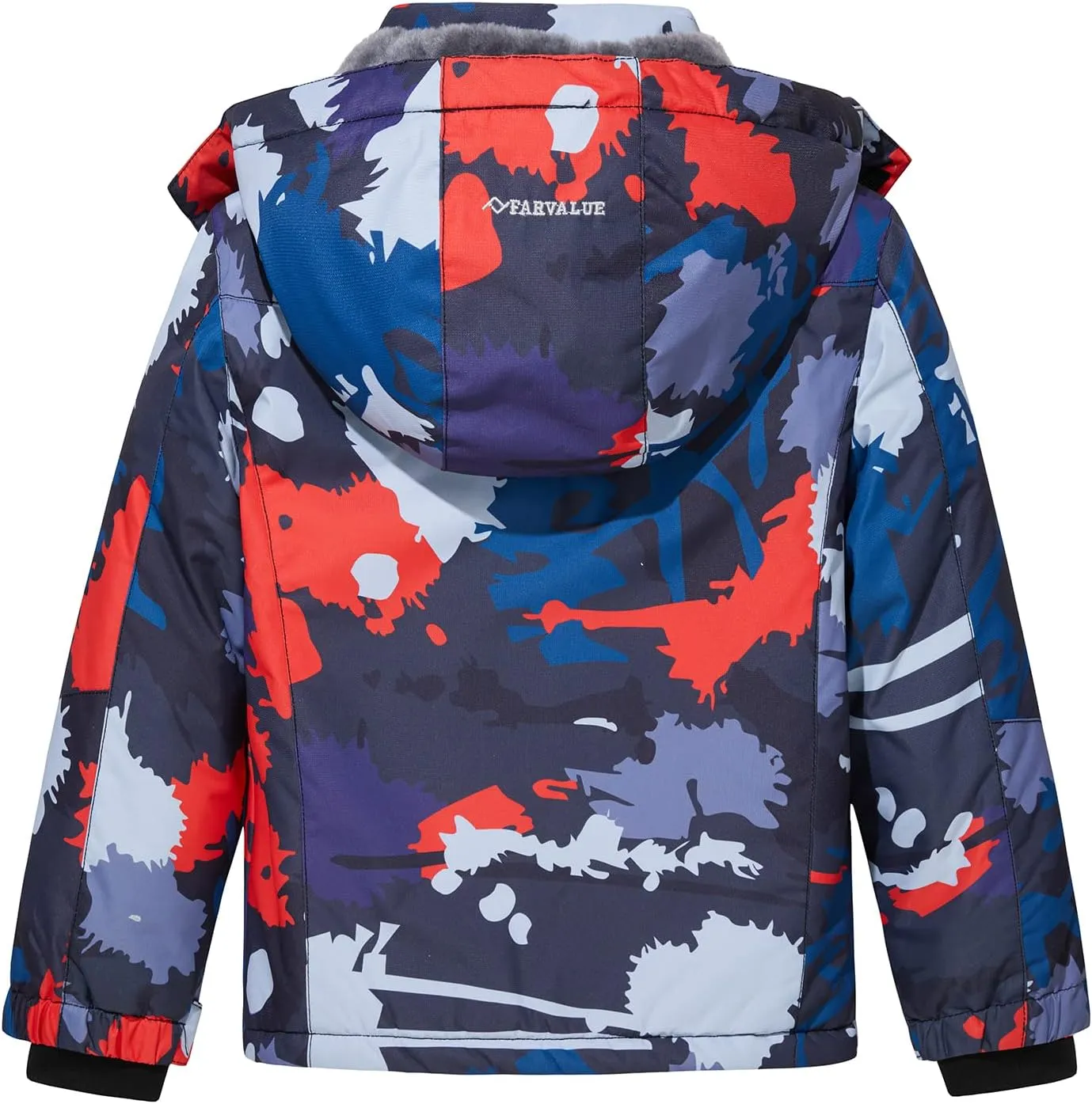 FARVALUE Boys Waterproof Ski Jacket Windproof Winter Coat Warm Snow Coat Outdoor Raincoats Hooded Windbreaker