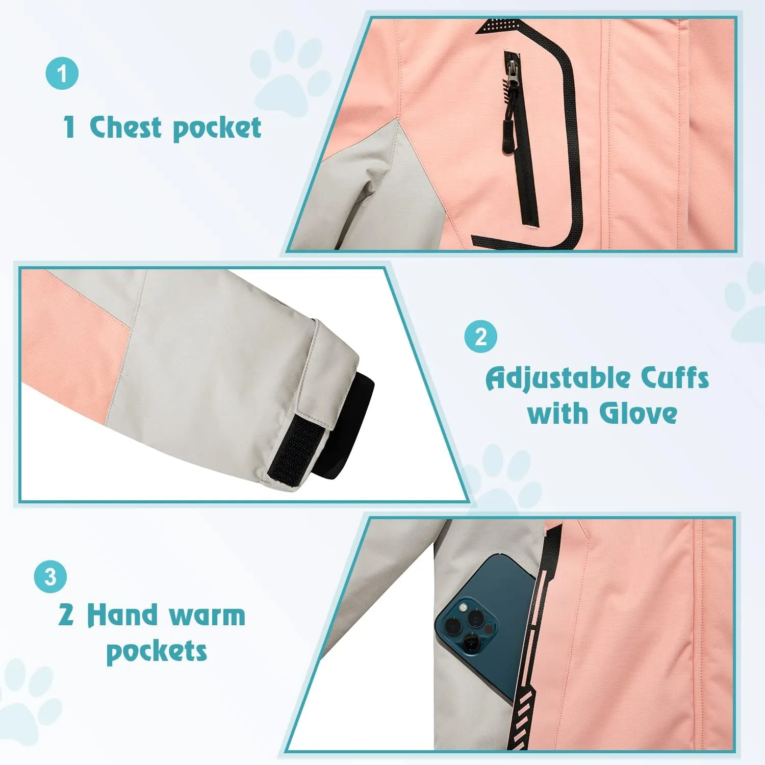 FARVALUE Girls Waterproof Ski Jacket Windproof Winter Coat Warm Fleece Snow Coat Outdoor Raincoats Hooded