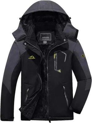 FASKUNOIE Men's Winter Coats Windproof Warm Fleece Ski Snowboarding Jackets Parka with Zipper Pockets