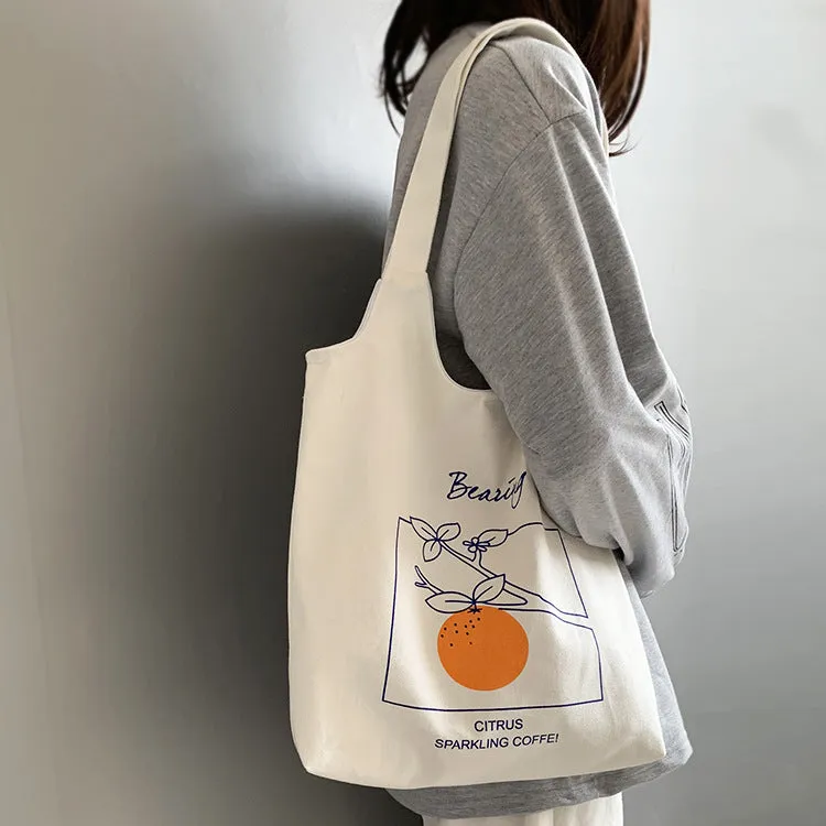 Female Fruit Orange Artistic College Simple Portable Shoulder Bags