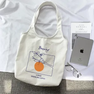 Female Fruit Orange Artistic College Simple Portable Shoulder Bags