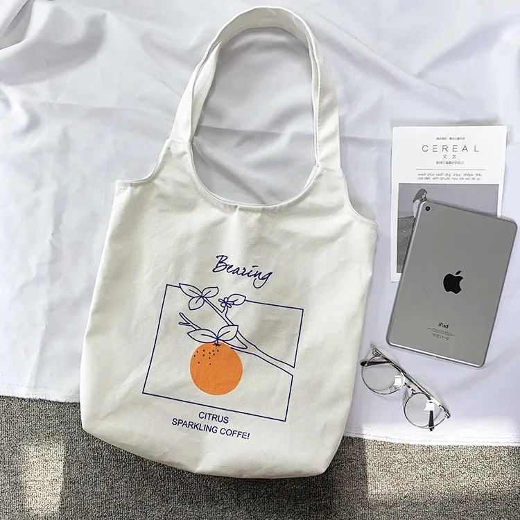 Female Fruit Orange Artistic College Simple Portable Shoulder Bags