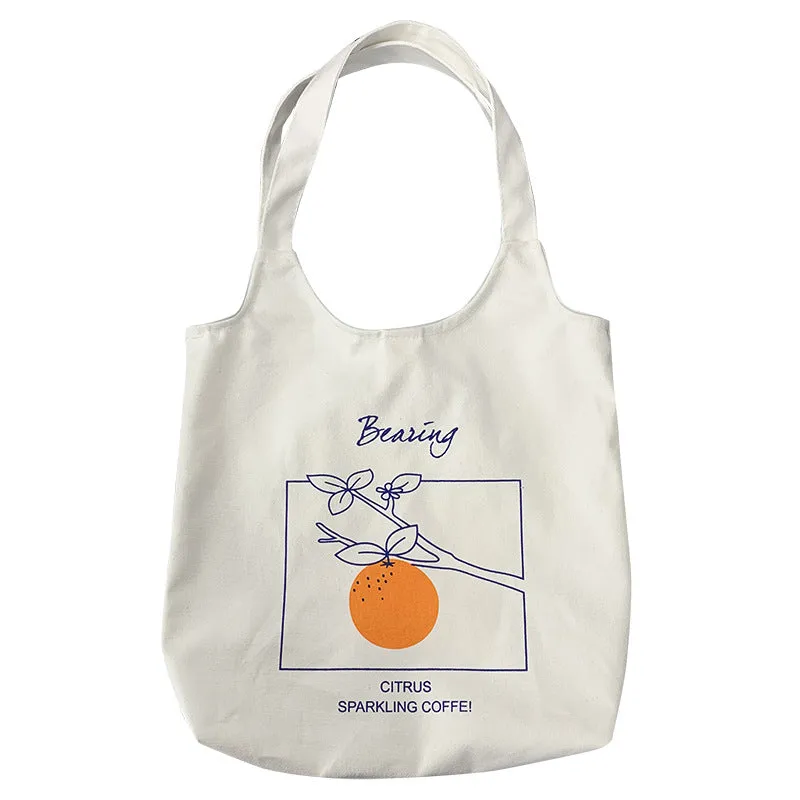 Female Fruit Orange Artistic College Simple Portable Shoulder Bags