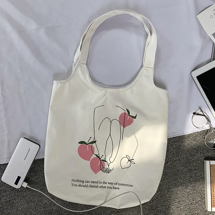 Female Fruit Orange Artistic College Simple Portable Shoulder Bags