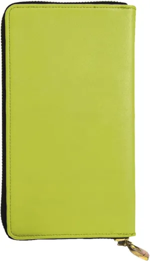 FEMOS Leather Wallet Long Purse Clutch Bag Large Capacity Zip-Around Credit Card Holder Wallet Women Mens/Oliveganlan Yellow Green