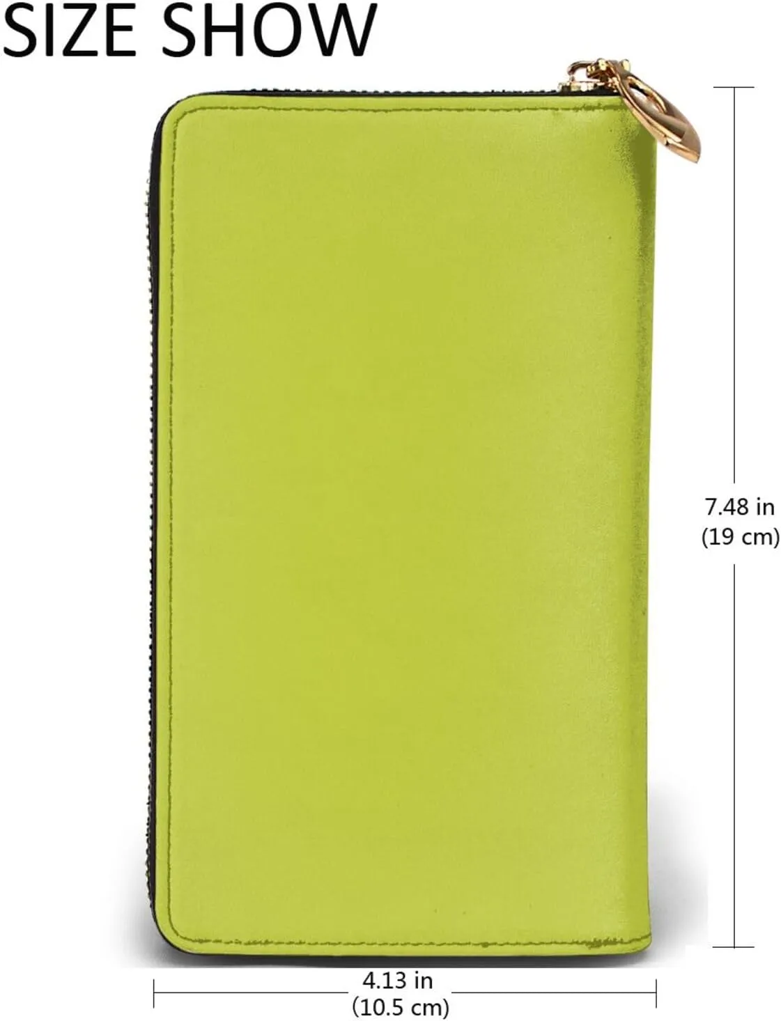 FEMOS Leather Wallet Long Purse Clutch Bag Large Capacity Zip-Around Credit Card Holder Wallet Women Mens/Oliveganlan Yellow Green