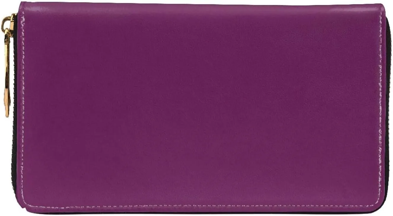 FEMOS Stylish Long Wallet,Leather Zip Wallet Coin Purse Clutch Bag,Large Capacity Credit Card Organizer Bag/Morning Glory Purple/Long Purse For Women And Men