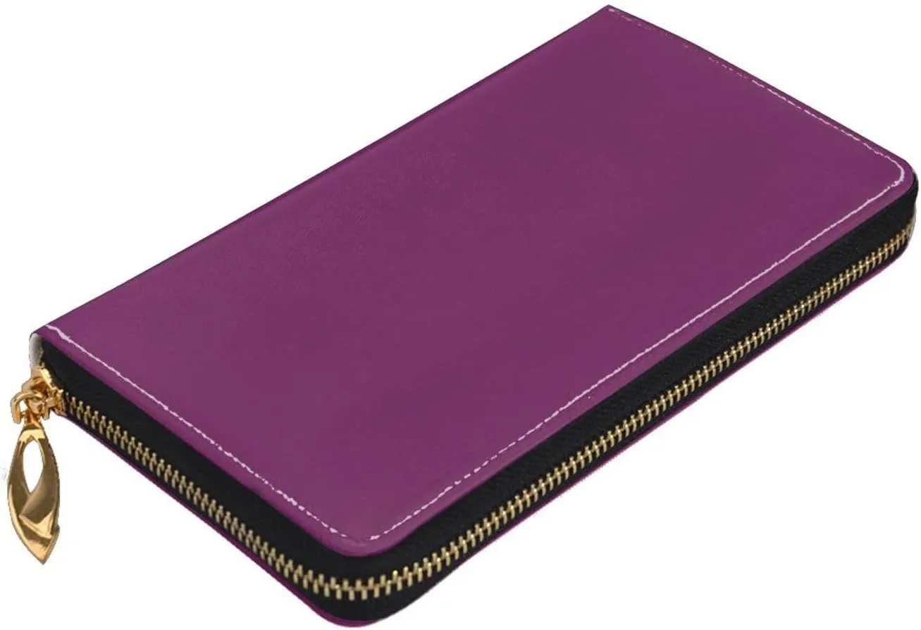 FEMOS Stylish Long Wallet,Leather Zip Wallet Coin Purse Clutch Bag,Large Capacity Credit Card Organizer Bag/Morning Glory Purple/Long Purse For Women And Men