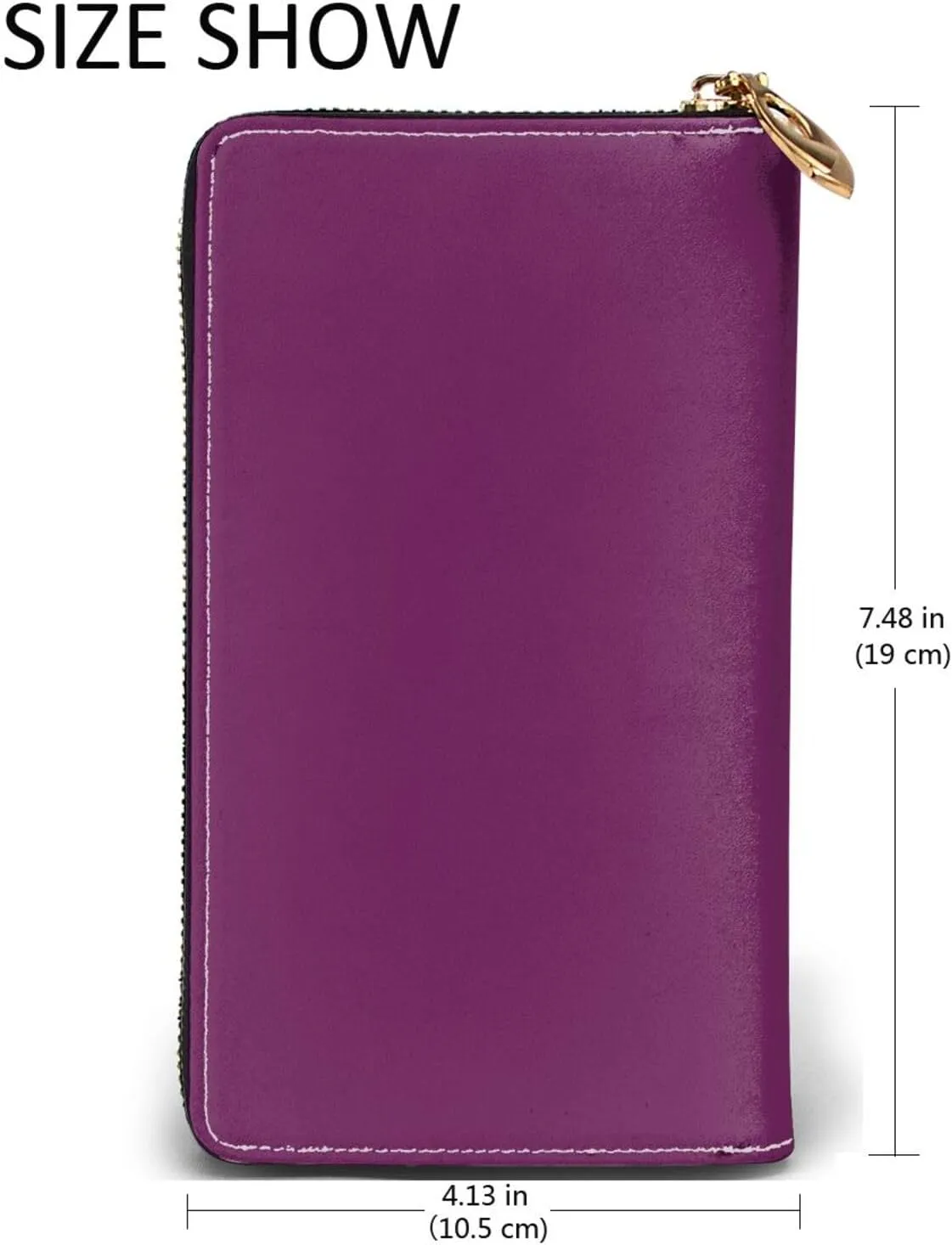 FEMOS Stylish Long Wallet,Leather Zip Wallet Coin Purse Clutch Bag,Large Capacity Credit Card Organizer Bag/Morning Glory Purple/Long Purse For Women And Men