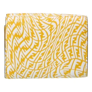 Fendi F is Fendi Yellow Leather Vertigo Print Small Trifold Wallet