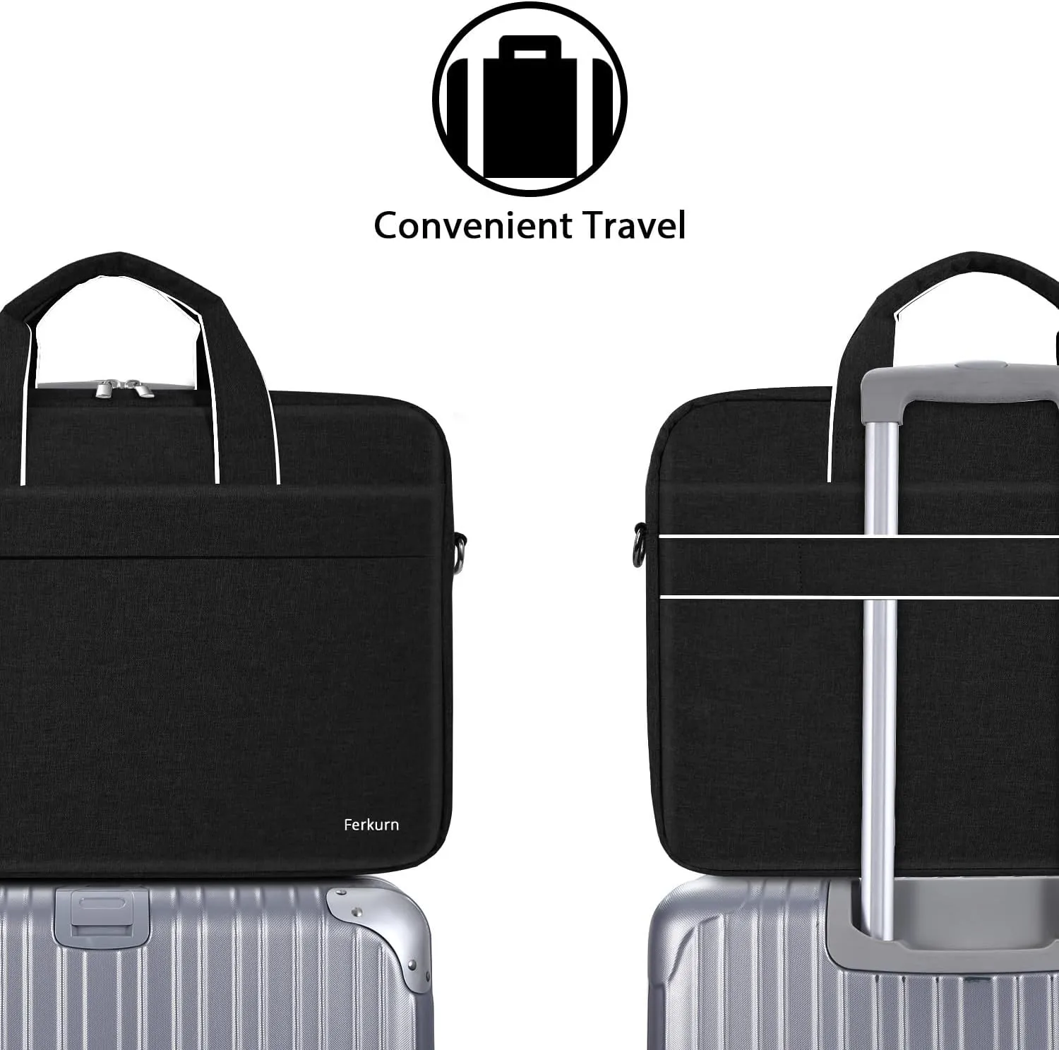 Ferkurn Laptop Bag Case for Women Men Computer Bag Compatible with HP Envy Omen/LG Gram/MSI/Dell XPS/Lenovo Thinkpad/ASUS/Acer, Shoulder Strap Carrying Messenger Briefcase, Black, 15 15.6 Inch