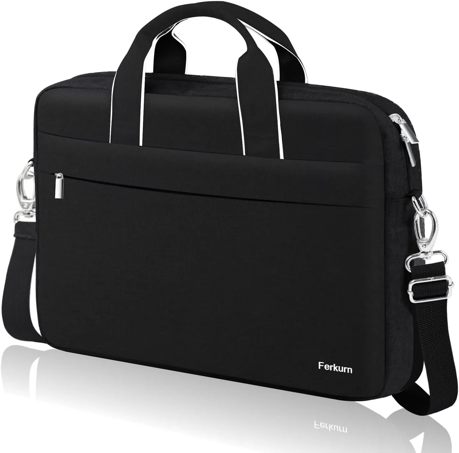 Ferkurn Laptop Bag Case for Women Men Computer Bag Compatible with HP Envy Omen/LG Gram/MSI/Dell XPS/Lenovo Thinkpad/ASUS/Acer, Shoulder Strap Carrying Messenger Briefcase, Black, 15 15.6 Inch