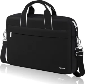 Ferkurn Laptop Bag Case for Women Men Computer Bag Compatible with HP Envy Omen/LG Gram/MSI/Dell XPS/Lenovo Thinkpad/ASUS/Acer, Shoulder Strap Carrying Messenger Briefcase, Black, 15 15.6 Inch