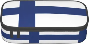 Finnish Flag Print Stylish Pencil Pouch Large Capacity,Perfect For Girls And Women,Multi-Use Pen Bag