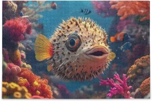 Fish Swimming Colorful Coral Puzzles 500 Piece Jigsaw Puzzle Challenging Puzzle Game Funny Puzzle for Adults Kids