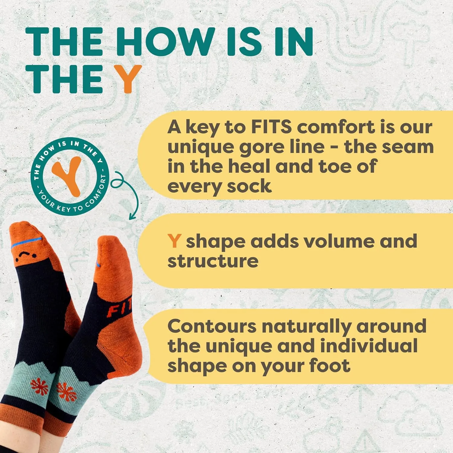 FITS Medium Ski Socks For Men and Women, Merino Wool, Over-the-Calf, Breathable, Lightweight, Whole Foot Comfort