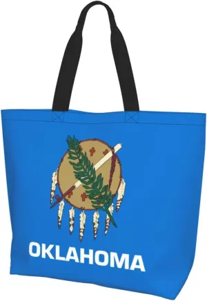 Flag Of Oklahoma Women'S Large Capacity Shoulder Shopping Bag, Reusable Handbag, Gift Bag