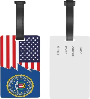 Flag of The Federal Bureau of Investigation and America Luggage Tags for Suitcases Travel Tags ID Labels for Women Men Travel Bag Luggage Accessories