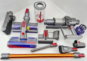 Flagship Dyson Cyclone V10 Absolute Cordless Stick Vacuum Cleaner: Powerful Dyson Digital Motor V10, 14 Cyclones, Bagless, Rechargeable, Whole-Machine Filtration   Microfiber Cloth