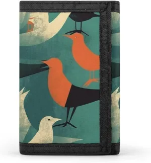 Flock of Birds Wallet Compact Trifold Wallet with Keychain Lightweight & Durable Purse for Outdoor